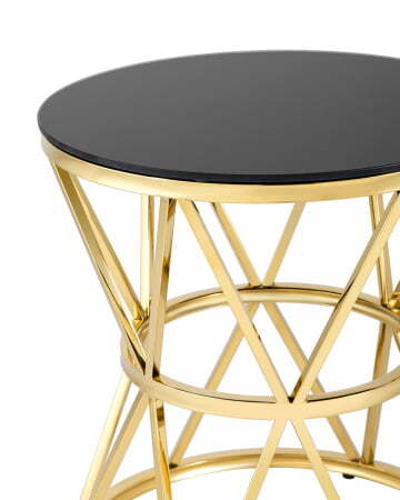 Журнальный стол 50*50 ВИВА золото стекло черное (Журнальный стол Вива золотой)
