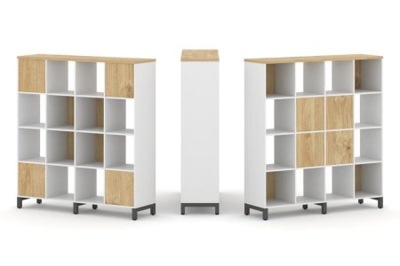 Набор стеллажа 2-х сторонний, 4 яруса SN.NSD-441 (1488х400х1615) (Белый/Тиквуд Светлый/Металл Антрацит)