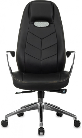 Кресло руководителя _Zen черный кожа крестов. алюминий (Черный)