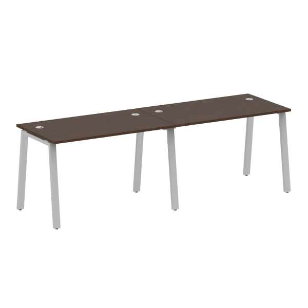 Рабочая станция на 2 рабочих места на А-образном м/к Metal System Style БА.СМ-2.2 2400x720x750 (Венге Цаво/Серый металл)