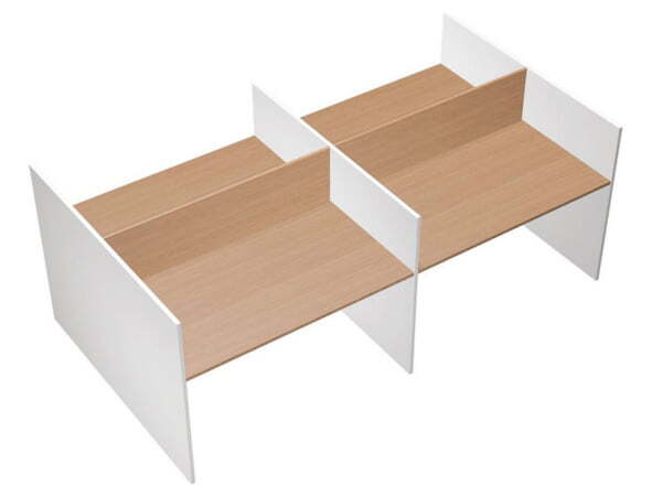 Рабочая станция на опорах ДСП (4х120) Profiquadro КВ 1410-2 БВ 2475x1570x1114 (Белый премиум / Вишня скандинавская)