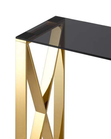 Консоль КРОСС 115*30 золото стекло smoke (Консоль Кросс золотой)