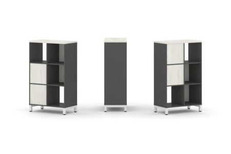 Набор стеллажа 2-х сторонний, 3 яруса SN.NSD-321 (754х400х1248) (Антрацит/Дуб Наварра/Металл Белый)