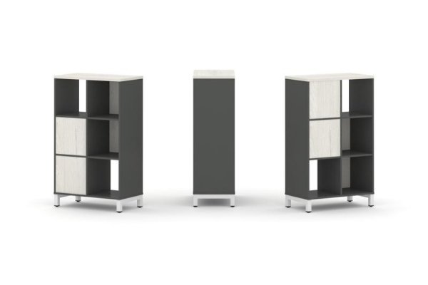 Набор стеллажа 2-х сторонний, 3 яруса SN.NSD-321 (754х400х1248) (Антрацит/Дуб Наварра/Металл Белый)