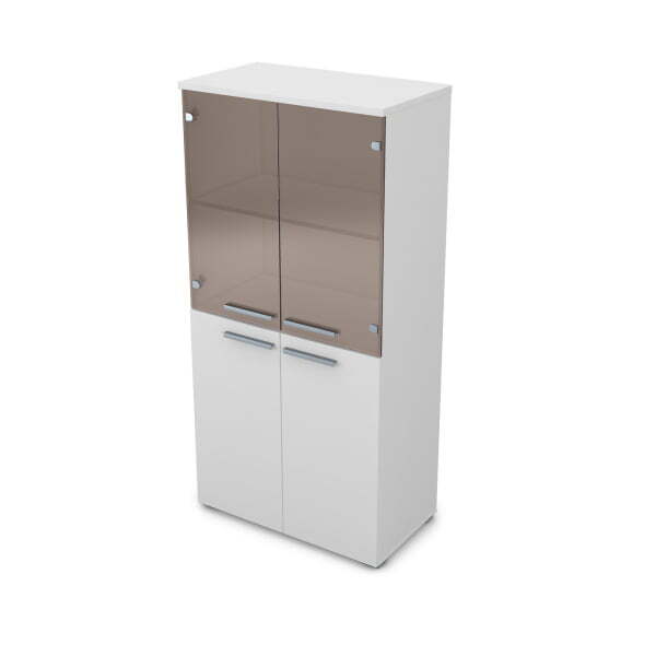 9Ш.004.6 Шкаф со стеклом (800x450x1645) (Белый премиум)