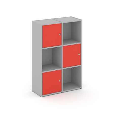 Стеллаж Locker Plus LK.K-002 798x350x1203 (Серый | Красный)