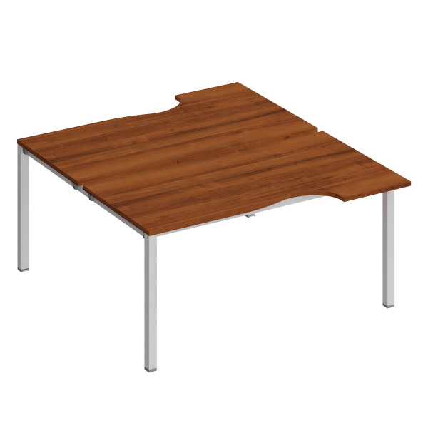 Рабочая станция со столами эргоном. на металлокаркасе КФ (2х160) Комфорт КФ К.1150 1600x1840x750 (Французский орехСерый)