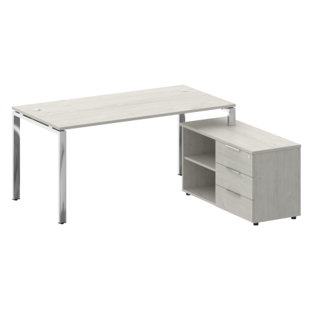 Стол для руководителя с тумбой правый БГ.СРТ-4.8 (R) 1700x1620x750 (Дуб Наварра/Нерж. Сталь)