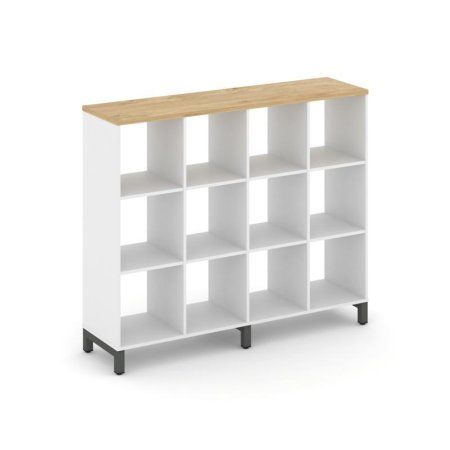 Каркас стеллажа 3 яруса SN.KS-340 (1488х400х1248) (Белый/Тиквуд Светлый/Металл Антрацит)