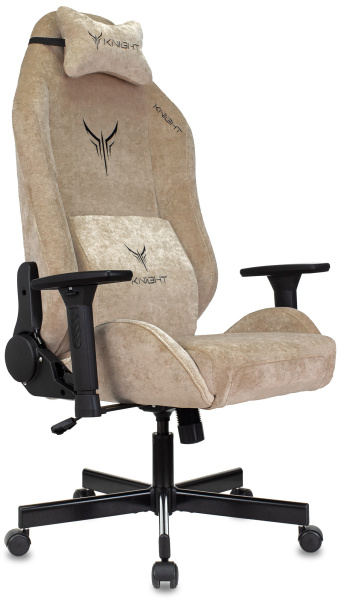 Кресло игровое Knight N1 Fabric бежевый Light-21 с подголов. крестов. металл (Бежевый)