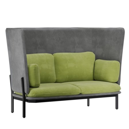 Диван двухместный с высокой спинкой STA-02 (Teddy 316/Teddy 35/Металл Черный)