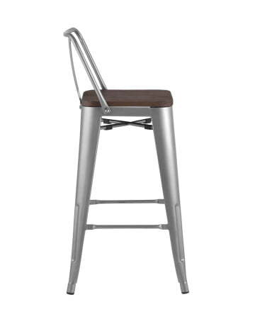 Стул полубарный TOLIX WOOD со спинкой серебристый матовый (Стул полубарный Tolix серебристый, матовый)