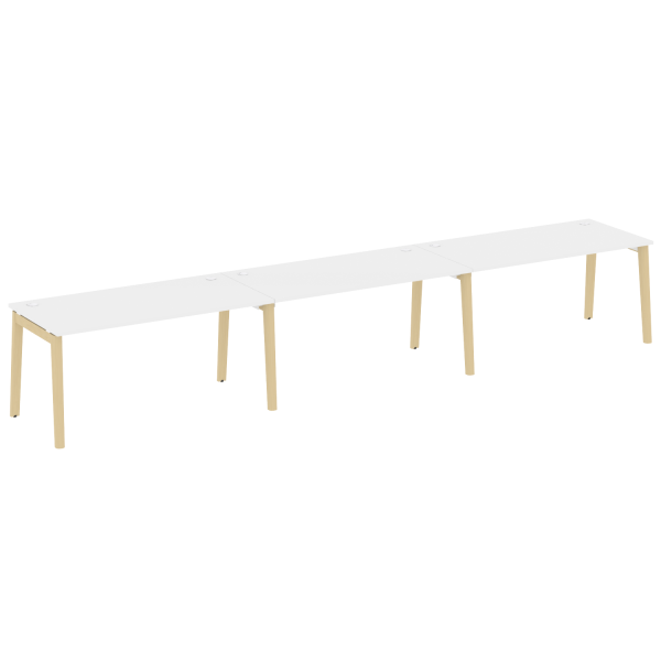 Рабочая станция на деревянных опорах Onix Wood OW.RS-3.4.8 4740x800x750 (Белый Бриллиант/Дуб Светлый)