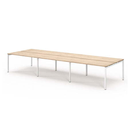 TOUR LIGHT Бенч-система 6 рабочих мест 420x143 (Дуб калифорнийский/Белый металл)