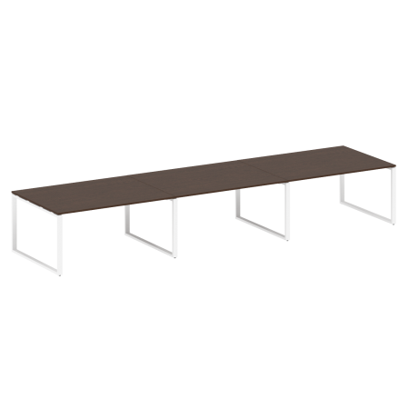 Переговорный стол 3 столешницы Metal System Style БО.ПРГ-3.4 4800x1235x750 (Венге Цаво/Белый металл)