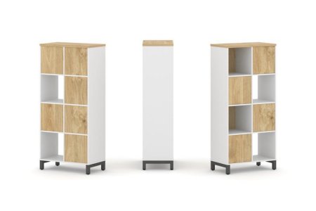 Набор стеллажа 1 сторонний, 4 яруса SN.NS-421 (754х400х1615) (Белый/Тиквуд Светлый/Металл Антрацит)