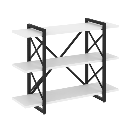Стеллаж на регулируемых опорах-3 полки VR.L-MST.O-3.8V 1200x400x910 (Белый Бриллиант/Черный металл)
