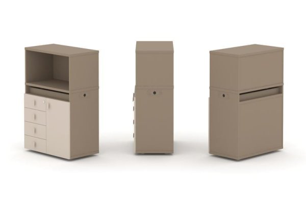 Тумба одиночная + низкая надставка ES.NB.1N-2 (750х410х1135) (Латте/Капучино)