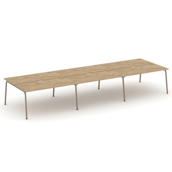 Рабочая станция 6 мест ES.D.RS-6.4-VK (4740х1500х750) (Тиквуд Светлый/Металл Латте)