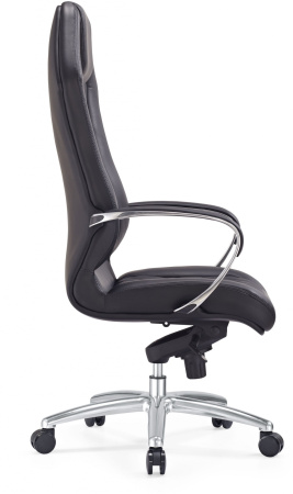 Кресло руководителя _Aura черный кожа крестов. алюминий (Черный)