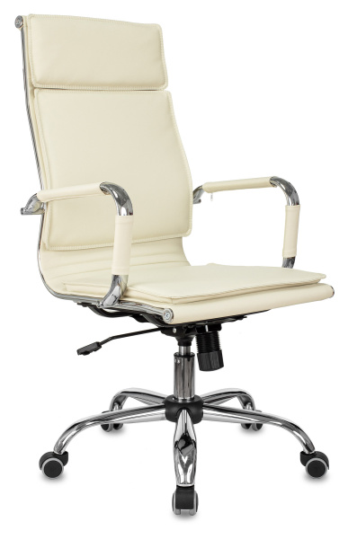 Кресло руководителя CH-993 слоновая кость эко.кожа крестов. металл хром (Слоновая кость)