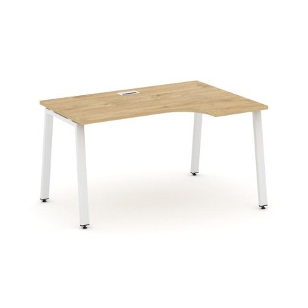 Стол рабочий эргономичный SN-6A.SPA-021(R) (1380х800/980х750) (Тиквуд Светлый/Металл Белый)