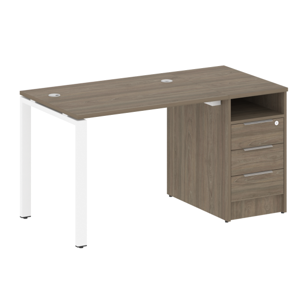 Рабочая станция с опорной тумбой Metal System Style БП.РС-СТП-1.1 1412x720x750 (Вяз/Белый металл)