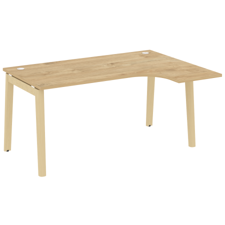 Стол эргономичный правый на деревянных опорах Onix Wood OW.SA-4R 1580x1180x750 (Тиквуд Светлый/Дуб Светлый)