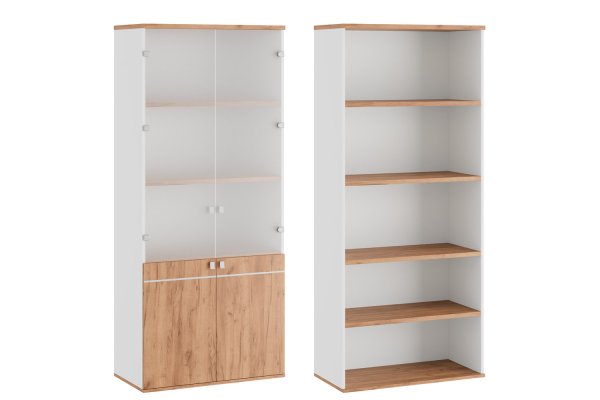 Шкаф для бумаг со стеклом (стекло без рамы) Foil (900х450х2070) (Дуб крафт золотой)