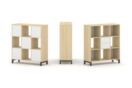 Набор стеллажа 1 сторонний, 3 яруса SN.NS-331 (1121х400х1248) (Акация Лорка/Белый/Металл Антрацит)