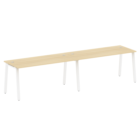 Рабочая станция на 2 рабочих места на А-образном м/к Metal System Style БА.СМ-2.4 3200x720x750 (Акация/Белый металл)