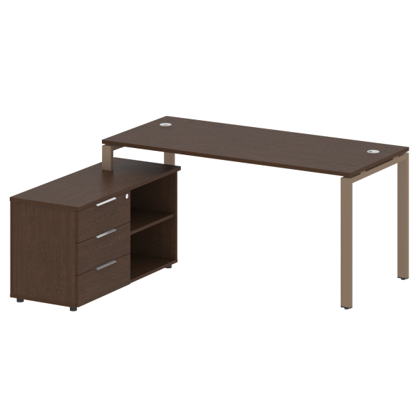 Рабочая станция с опорной тумбой левая Metal System Style БП.РС-СТС-2.4 Л 1700x1520x750 (Венге Цаво/Мокко металл)