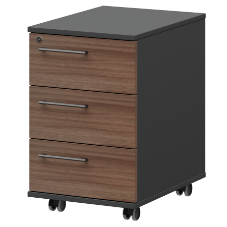 Тумба мобильная/подвесная правая Кортез KZT-61R 416x568x648 (Темный шимо/Графит)