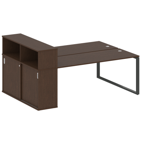 Рабочая станция с шкафом-купе на О-образном м/к Metal System Style БО.РС-СШК-2.5 Т 2210x1475x1098 (Венге Цаво/Антрацит металл)