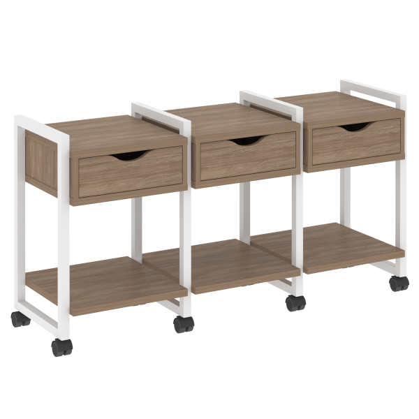 Тумба на колесных опорах наборная VR.L-TN-4.K 1440x460x767 (Дуб Аризона/Белый металл)