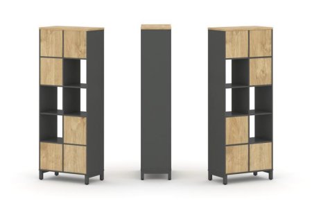 Набор стеллажа 1 сторонний, 5 ярусов SN.NS-521 (754х400х1982) (Антрацит/Тиквуд Светлый/Металл Антрацит)