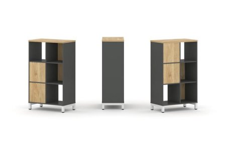 Набор стеллажа 2-х сторонний, 3 яруса SN.NSD-321 (754х400х1248) (Антрацит/Тиквуд Светлый/Металл Белый)