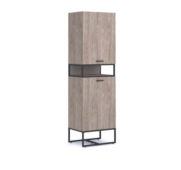 Шкаф с открытой полкой 138H003 LB/E8 (9005) 600х440х2040 (Орех Барселона Базальт)