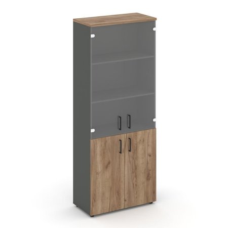 Шкаф высокий широкий SN.STS.E-102 (796х400х1982) (Антрацит/Дуб Табак/Прозрачный)