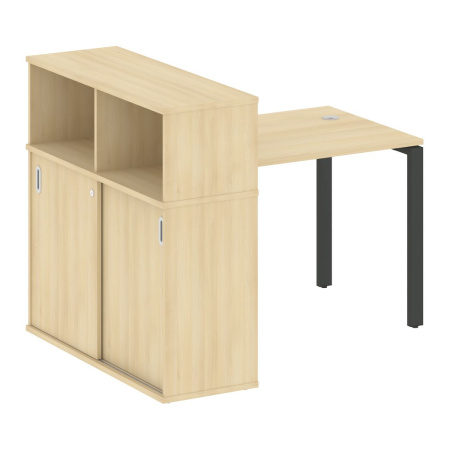 Стол письменный с опорным шкафом-купе Metal System Style БП.РС-СШК-3.1 1410x1120x1098 (Акация/Антрацит металл)