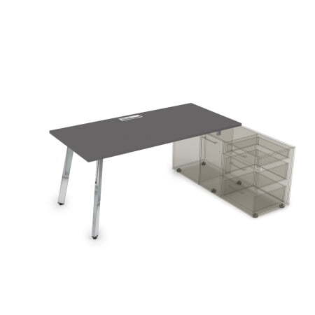 10СТО.084 Стол с тумбой опорной (1600x800x750) (Graphit mattМеталл глянец)