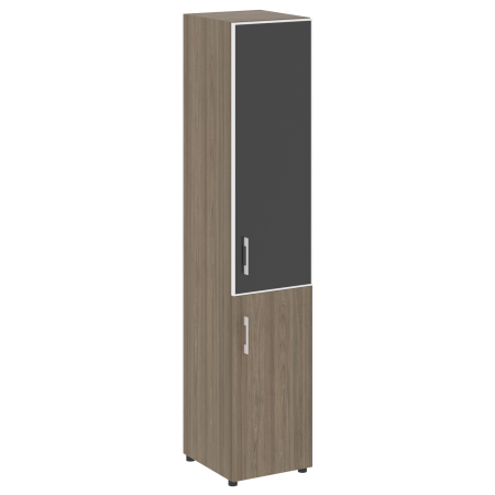 Шкаф для документов узкий со стеклом черным LT.SU-1.2 R (R) Black (Вяз Благородный)