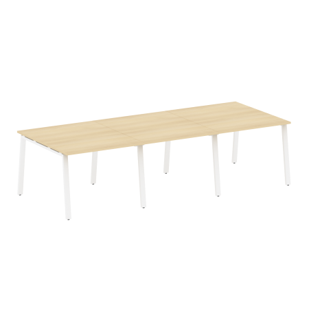 Стол для переговоров (3 столешницы) на А-образном м/к Metal System Style БА.ПРГ-3.1 3000x1235x750 (Акация/Белый металл)