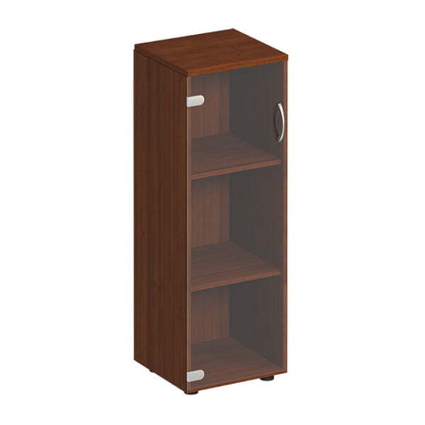 Шкаф для документов средний узкий с прозрачным стеклом Комфорт МП2 К 358 400x380x1230 (Французский орех)