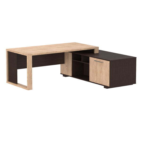 Стол руководителя на опорной тумбе, правый Alto ACT 2118 R 2100x1800x750 (Венге Магия/Дуб Девон)