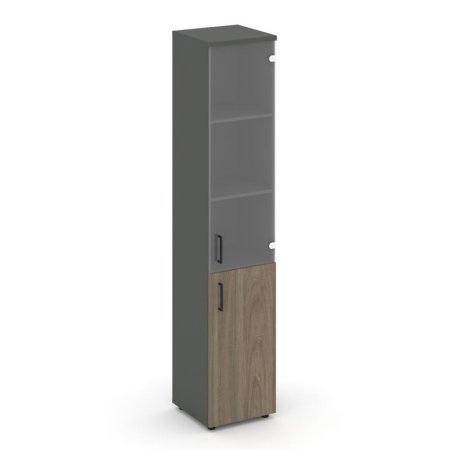 Шкаф высокий узкий SN.STU-102(R) (400х400х1982) (Антрацит/Вяз Благородный/Прозрачный)