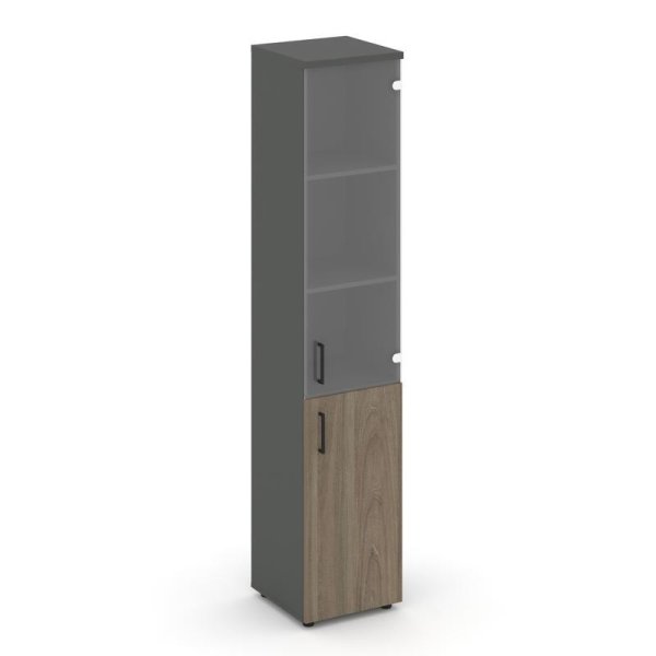 Шкаф высокий узкий SN.STU-102(R) (400х400х1982) (Антрацит/Вяз Благородный/Прозрачный)