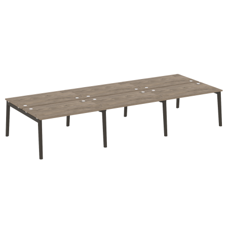 Рабочая станция на деревянных опорах Onix Wood OW.D.RS-6.3.8 4140x1635x750 (Тиквуд Темный/Дуб Темный)