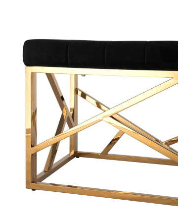 Банкетка-скамейка АРТ ДЕКО велюр черный сталь золото (Банкетка Арт Деко черный)