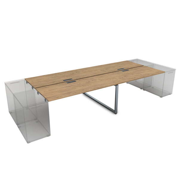 СТБД-О.988 Стол системы БЕНЧ на 4 рабочих места, приставной (2400x1635x750) (TeakwoodСерый)